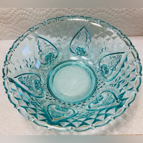 Vintage KIG turquoise blue candy dish, pedestal feet. NO blemishes noted. - Picture 2 of 7